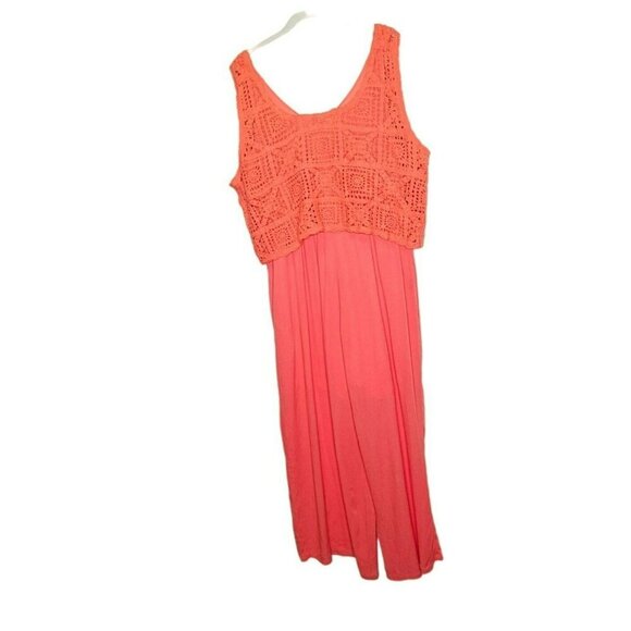 Indio‎ Collective Coral Crochet Long Pants Jumpsuit Sleeveless Pull On Gauzy XL - Picture 2 of 13